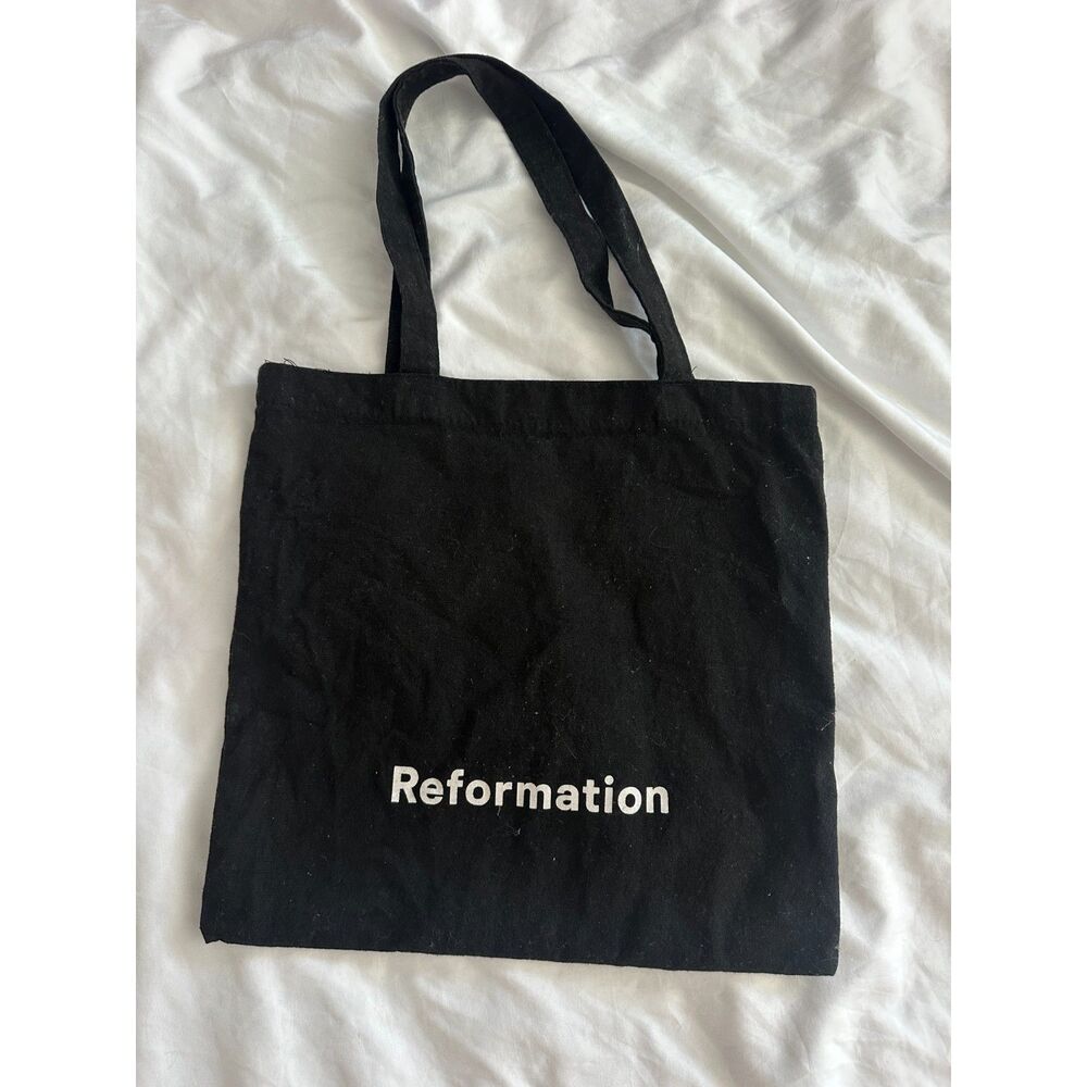 Reformation Small Black Canvas Tote Bag Logo Mini Shopper 12x12